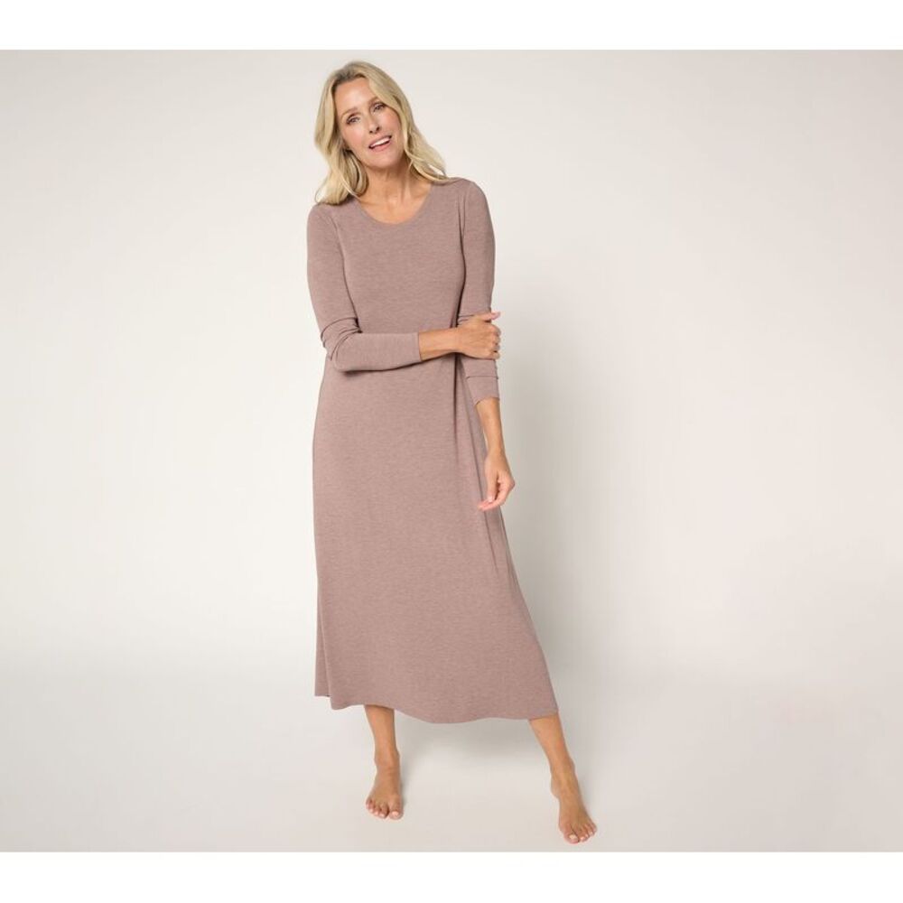 Gloria Vanderbilt Women's Sleepwear Sz M Soothing Knit Jersey Midi Brown A723308